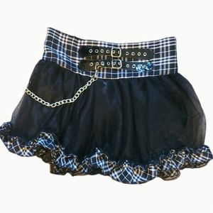 ☠️🧷☠️ Belted & Chained Flirty Punk See-Thru Plaid Skirt ☠️🧷☠️